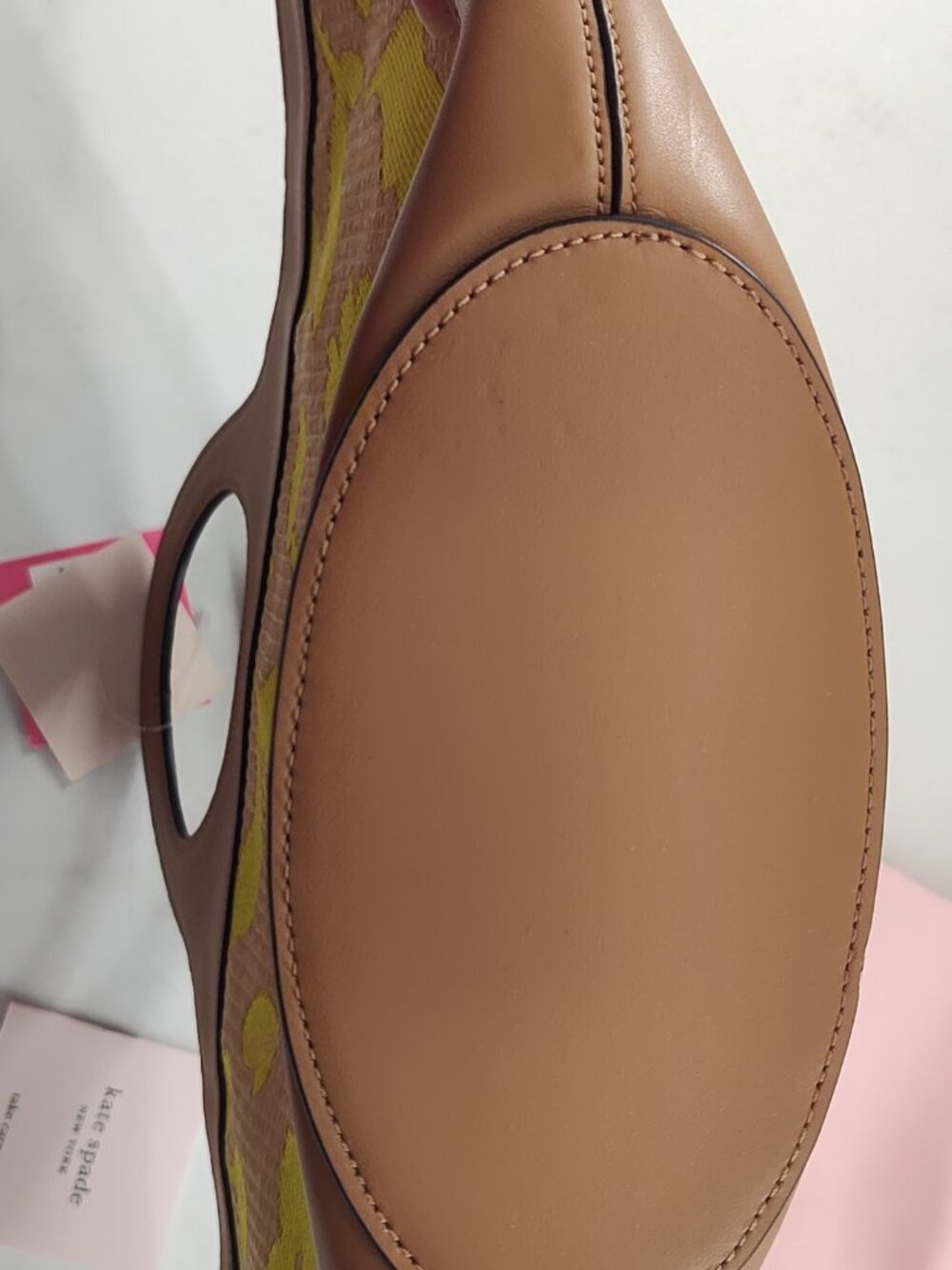 Kate Spade Summerton Straw Handbag/Tote Large Tan/Yellow P#720 - Picture 5 of 6